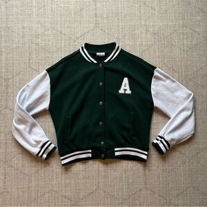 Reflex Girl’s Youth Green/White Letterman Zip Up Winter Jacket MEDIUM